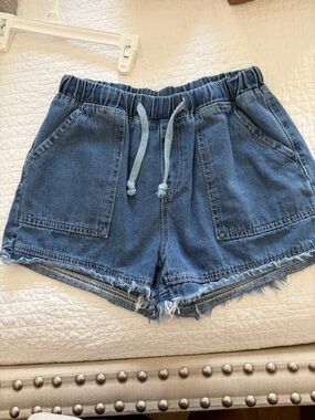 Denim Drawstring Women’s Shorts - Blue